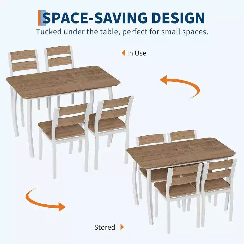 Ensemble de salle à manger pour 4, table de cuisine en bois avec 4 chaises rembourrées, ensemble de salle à manger compact avec design chanfreiné pour petite cuisine ou appartement