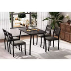 Ensemble de salle à manger pour 4, table de cuisine en bois avec 4 chaises rembourrées, ensemble de salle à manger compact avec design chanfreiné pour petite cuisine ou appartement