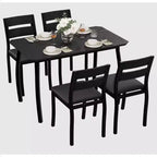 Ensemble de salle à manger pour 4, table de cuisine en bois avec 4 chaises rembourrées, ensemble de salle à manger compact avec design chanfreiné pour petite cuisine ou appartement