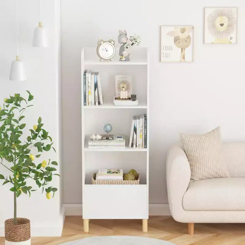 Étagère à Livres 4 Niveaux pour Enfants, Présentoir de Livres pour Enfants, Bibliothèque de Rangement de Jouets pour Chambre d'Enfant, Salle de Jeux, Crèche