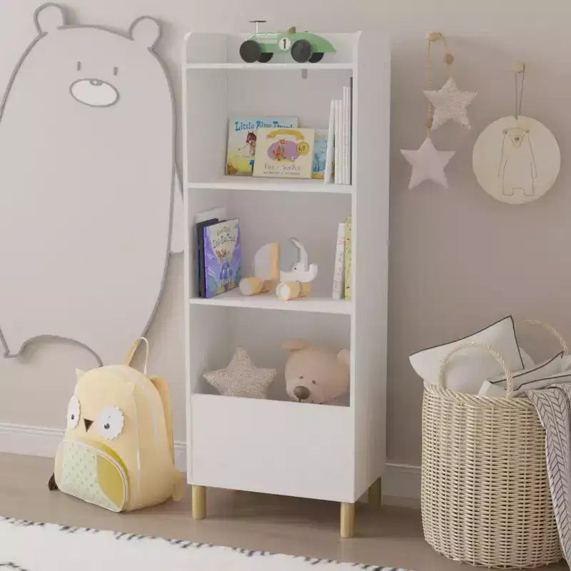 Étagère à Livres 4 Niveaux pour Enfants, Présentoir de Livres pour Enfants, Bibliothèque de Rangement de Jouets pour Chambre d'Enfant, Salle de Jeux, Crèche
