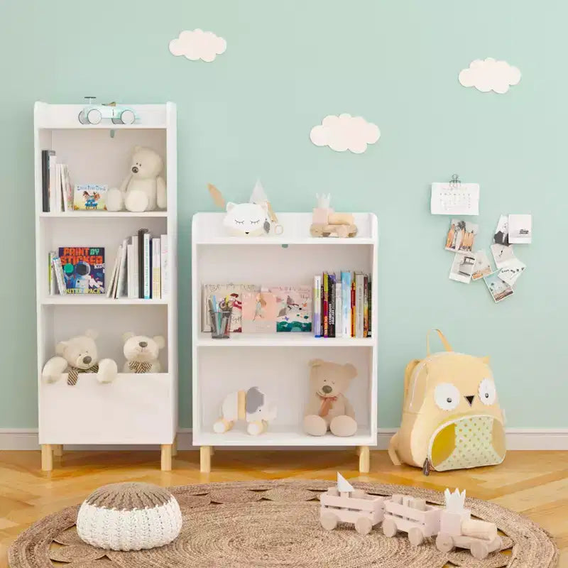 Étagère à Livres 4 Niveaux pour Enfants, Présentoir de Livres pour Enfants, Bibliothèque de Rangement de Jouets pour Chambre d'Enfant, Salle de Jeux, Crèche