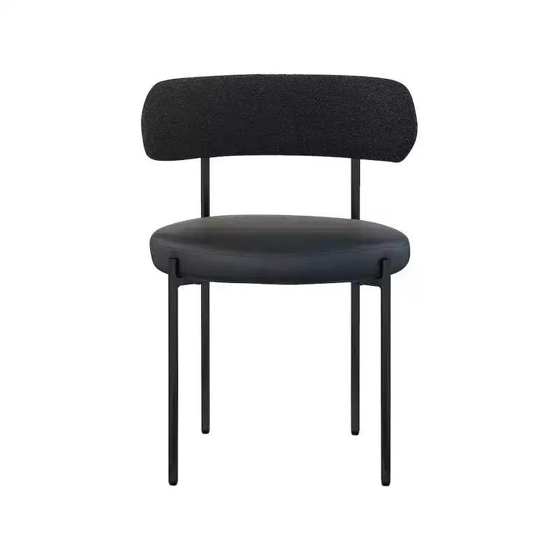 Meridian Furniture, Chaises de salle à manger Beacon en cuir vegan et tissu bouclé, lot de 2