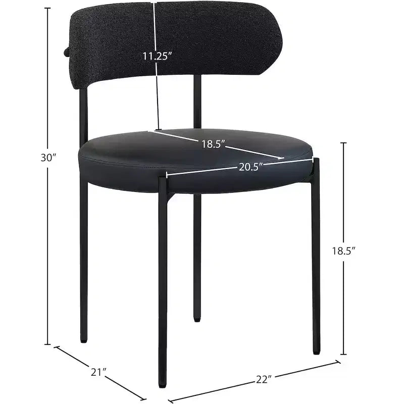 Meridian Furniture, Chaises de salle à manger Beacon en cuir vegan et tissu bouclé, lot de 2