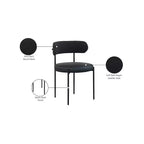 Meridian Furniture, Chaises de salle à manger Beacon en cuir vegan et tissu bouclé, lot de 2