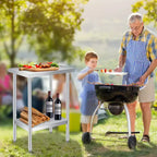Table en acier inoxydable, plan de travail robuste avec étagère inférieure réglable et roulettes verrouillables, table de préparation en métal à 2 niveaux pour cuisine, restaurant, garage