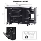 Îlot de cuisine Whisen 50,7, meuble poubelle inclinable, organiseur coulissant, 5 roulettes et abattant