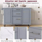 Îlot de cuisine Whisen 50,7, meuble poubelle inclinable, organiseur coulissant, 5 roulettes et abattant