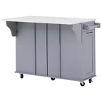Îlot de cuisine Whisen 50,7, meuble poubelle inclinable, organiseur coulissant, 5 roulettes et abattant