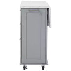 Îlot de cuisine Whisen 50,7, meuble poubelle inclinable, organiseur coulissant, 5 roulettes et abattant