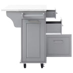 Îlot de cuisine Whisen 50,7, meuble poubelle inclinable, organiseur coulissant, 5 roulettes et abattant