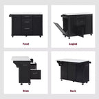 Îlot de cuisine Whisen 50,7, meuble poubelle inclinable, organiseur coulissant, 5 roulettes et abattant