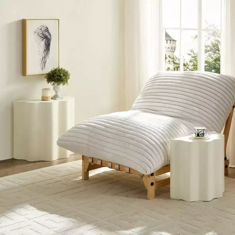 Table basse en fibre de verre lot de 2 tables d'appoint table d'appoint table basse de salon table basse de centre, design à bord ondulé, beige, sans assemblage - ModernLuxe