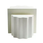 Table basse en fibre de verre lot de 2 tables d'appoint table d'appoint table basse de salon table basse de centre, design à bord ondulé, beige, sans assemblage - ModernLuxe