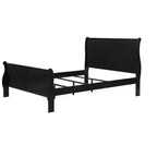 Okak 62 Lit traîneau queen en bois massif avec tête/pied de lit, conception basse et sécurisée pour chambre d'enfant, noir
