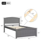 Lit plateforme en bois avec tête et pied de lit, support à lattes en bois, format jumeau, expresso