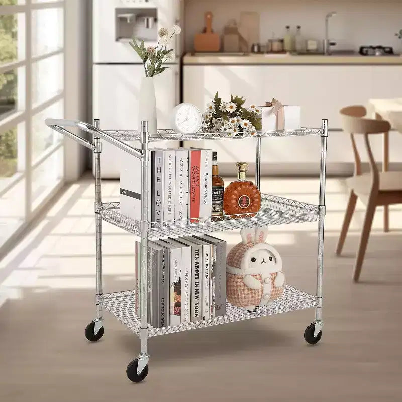 Chariot de cuisine, chariot de rangement amovible en métal avec roues et poignée, chariots utilitaires de qualité commerciale, cuisine, atelier