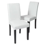 Chaises de salle à manger de style urbain Okak, chaises Parsons lot de 2, revêtement en similicuir résistant aux UV, pieds en bois massif couleur expresso et dossier fin