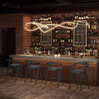 Lot de 2 tabourets de bar en métal Acekool - Bleus, hauteur comptoir avec dossier