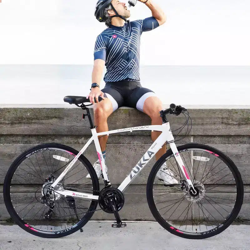 Vélo hybride NAYSAYE 24 vitesses, freins à disque, cadre en aluminium, pour hommes et femmes, pour le cyclisme urbain, blanc, 67.32*14.56*39.37
