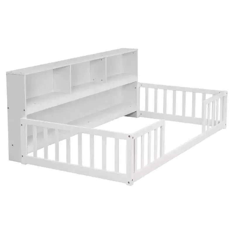 Lit superposé Whisen Twin avec bibliothèque et barrières de sécurité