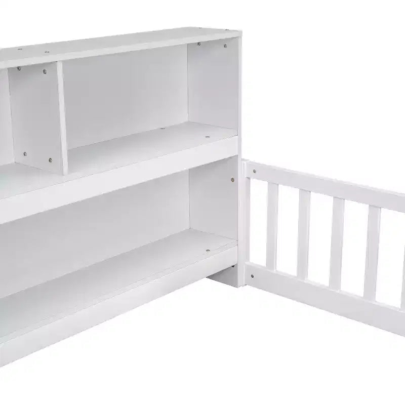 Lit superposé Whisen Twin avec bibliothèque et barrières de sécurité