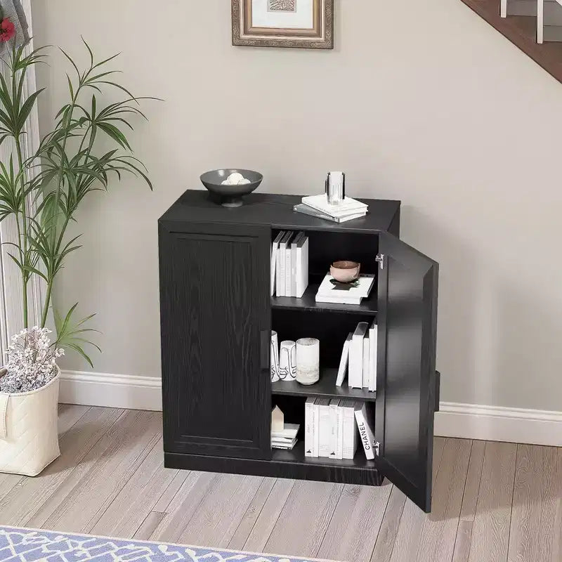 Armoire de rangement Adam noire aspect bois (36x31x16)