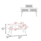 Table basse scandinave multicolore MAYEERTY avec 2 étagères 4 pieds Blanc et Chêne Naturel