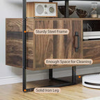 GustoWave Meuble TV industriel 70 pouces, centre de divertissement avec rangement et tiroirs pour salon, marron rustique