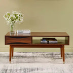 Table basse moderne du milieu du siècle avec tiroir et étagère Teamson Home Dawson
