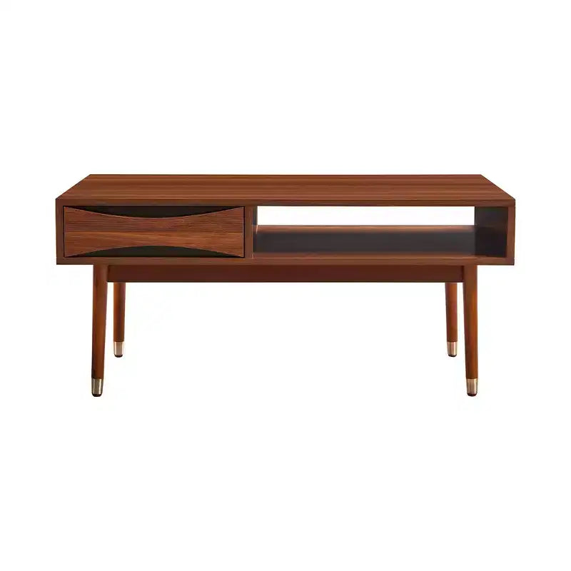 Table basse moderne du milieu du siècle avec tiroir et étagère Teamson Home Dawson
