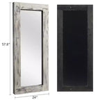 PexFix 24 po L x 58 po H Miroir psyché rectangulaire de style ferme avec cadre en bois massif, à poser ou à incliner, blanc patiné