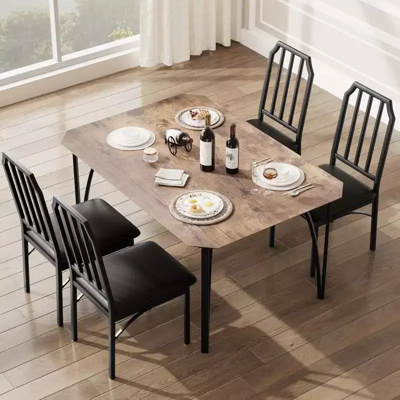 Ensemble Table et Chaises de Salle à Manger - Mobilier de Salle à Manger Moderne, Chaises Confortables, Design Élégant à Pans Coupés, Construction Durable en MDF