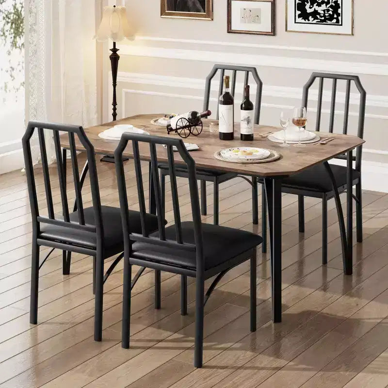 Ensemble Table et Chaises de Salle à Manger - Mobilier de Salle à Manger Moderne, Chaises Confortables, Design Élégant à Pans Coupés, Construction Durable en MDF