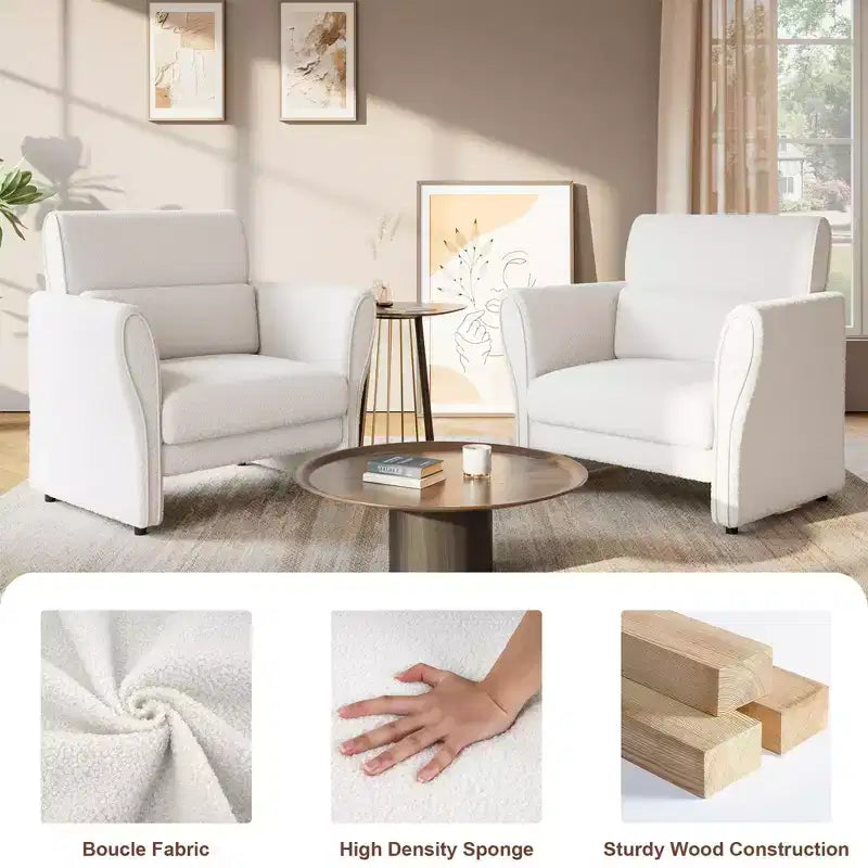 GustoWave Fauteuil d'appoint en tissu mi-siècle, fauteuil de lecture en velours capitonné pour salon