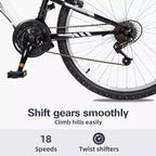 hykolity Vélo Tout Terrain VTT 26 pouces Vélo d'extérieur Cyclisme 18 Vitesses Vélos de Sport Piste Hors Route Suspension Intégrale pour Homme Adulte Unisexe Blanc