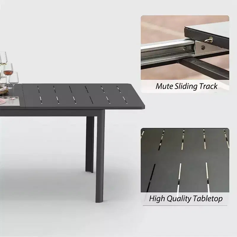CLIHOME Table de salle à manger extensible pour terrasse, 65-95, en aluminium, rectangulaire, 6-8 personnes