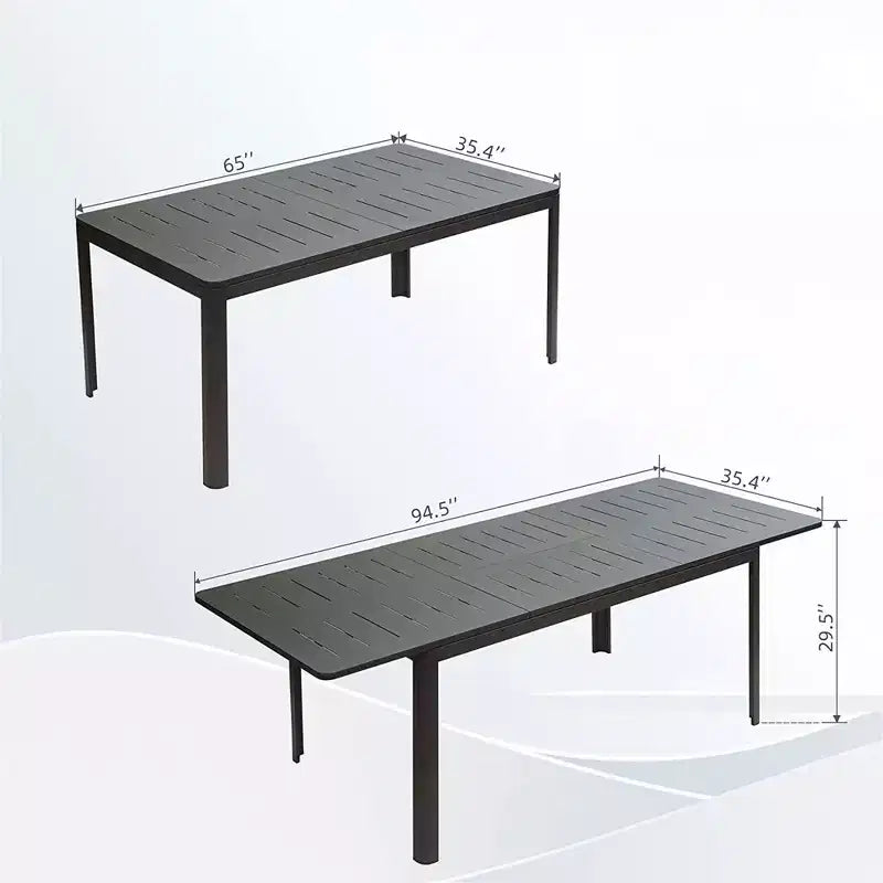 CLIHOME Table de salle à manger extensible pour terrasse, 65-95, en aluminium, rectangulaire, 6-8 personnes