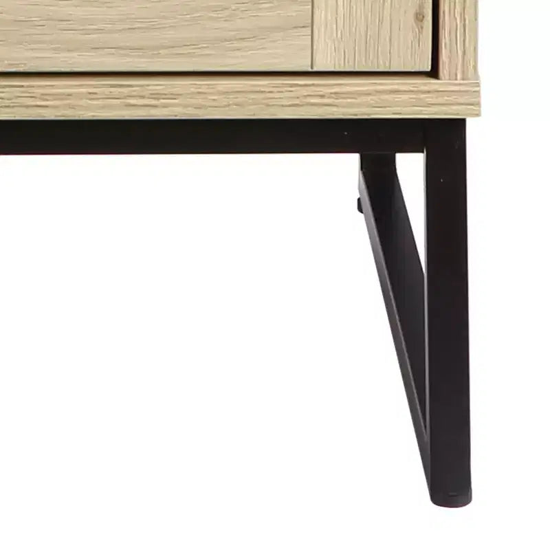 Table de chevet en rotin, table de chevet bohème avec tiroir de rangement et pieds en métal, petite table d'appoint en bois de style rustique pour chambre à coucher ou salon