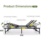 Cadre de lit réglable Sandinrayli avec base de lit électrique et télécommande filaire, fonction d'inclinaison ergonomique pour les pieds et la tête, King