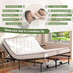 Cadre de lit réglable Sandinrayli avec base de lit électrique et télécommande filaire, fonction d'inclinaison ergonomique pour les pieds et la tête, King