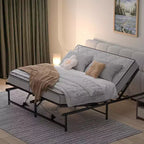 Cadre de lit réglable Sandinrayli avec base de lit électrique et télécommande filaire, fonction d'inclinaison ergonomique pour les pieds et la tête, King