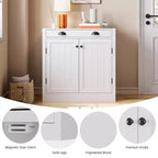 Bahut buffet blanc, meuble bar à café en bois avec tiroir, étagère réglable, armoires de rangement de style ferme