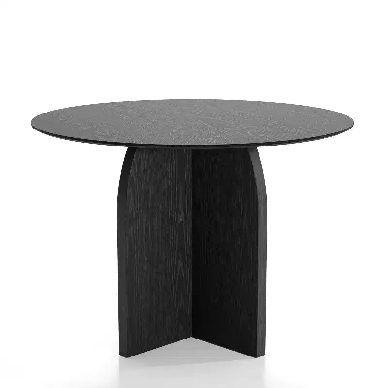 Table à manger ronde PexFix 42 x 42 en bois massif avec finition noire et pieds arqués élégants pour salles à manger et cuisines modernes