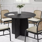 Table à manger ronde PexFix 42 x 42 en bois massif avec finition noire et pieds arqués élégants pour salles à manger et cuisines modernes
