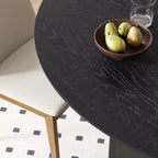 Table à manger ronde PexFix 42 x 42 en bois massif avec finition noire et pieds arqués élégants pour salles à manger et cuisines modernes