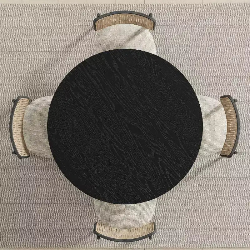 Table à manger ronde PexFix 42 x 42 en bois massif avec finition noire et pieds arqués élégants pour salles à manger et cuisines modernes