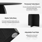 Table à manger ronde PexFix 42 x 42 en bois massif avec finition noire et pieds arqués élégants pour salles à manger et cuisines modernes