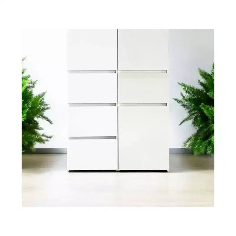 HomeStock 70,9 po H x 17,72 po L Système de rangement de placard en bois composite blanc pour rangement universel avec bacs de rangement