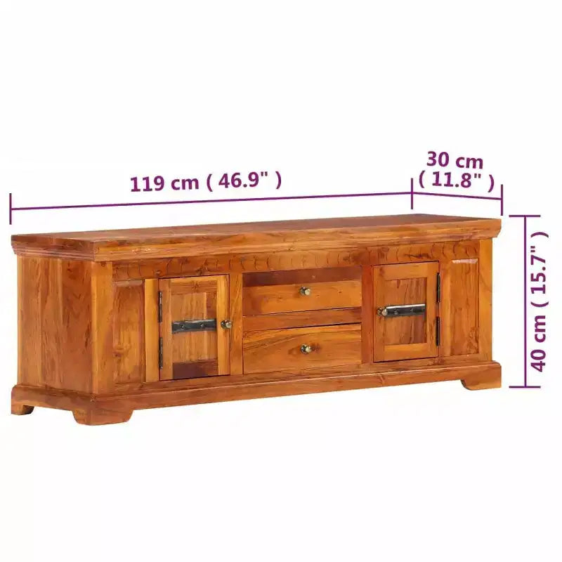 vidaXL Meuble TV miel Bois d'acacia massif, Bois d'ingénierie moyen